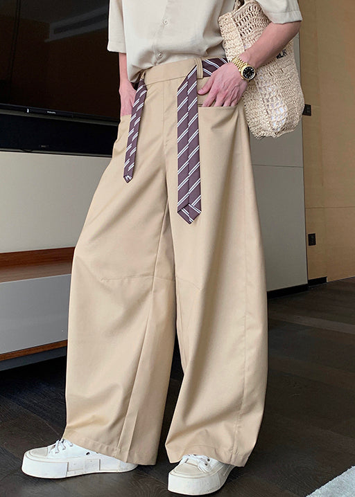 Stylish Khaki Pockets High Waist Spandex Men Pants Summer
