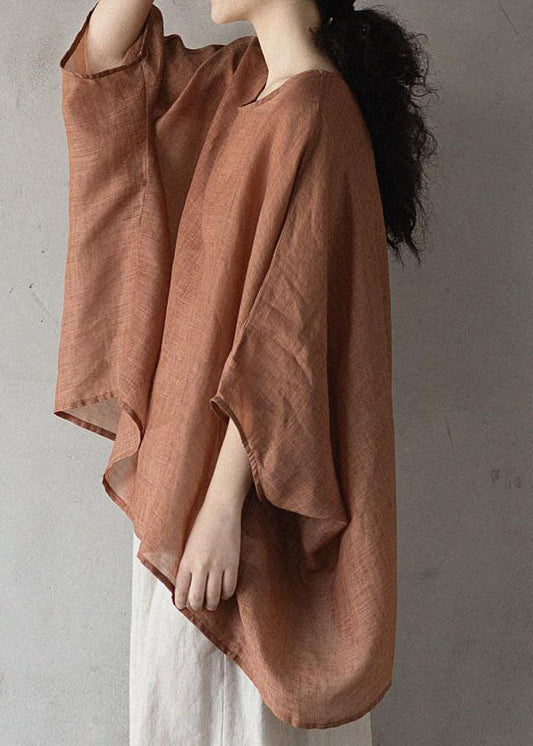 Stilvolle Orange Rot Asymmetrische Baumwolle Shirt Tops Fledermaus flügel