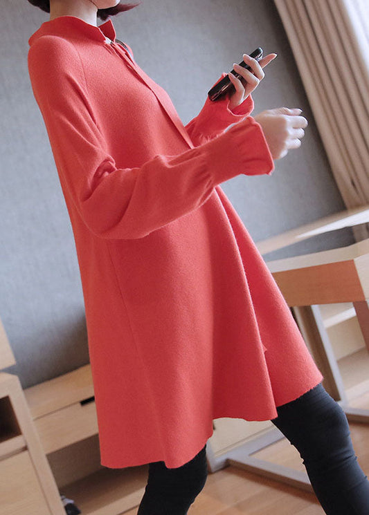 Stilvolle lila V-Ausschnitt Patchwork lose Herbst Strickpullover