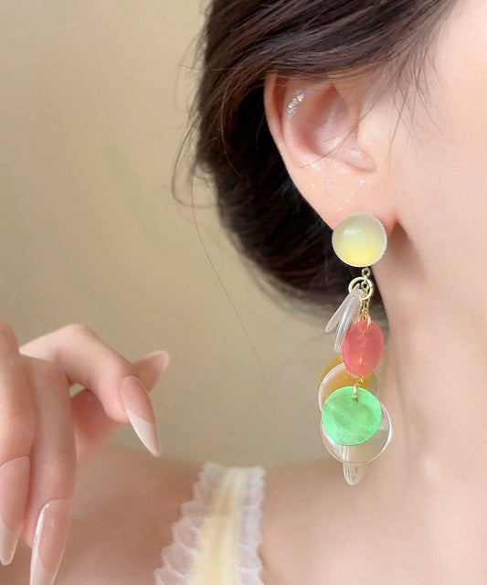 Stylish Rainbow Acrylic Shell Tassel Drop Earrings