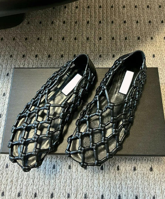 Stylish Red Cowhide Leather Splicing Hollow Out Walking Sandals