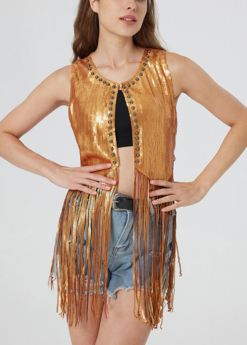 Stylish Silvery Tasseled Sequins Vest Summer