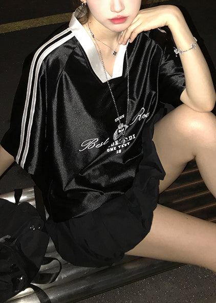 Stylish Silvery V Neck Print Silk Tank Tops Summer