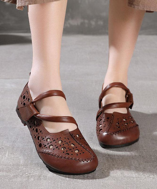 Stylish Splicing Loafers Green Genuine Leather Flat Sandals - SooLinen