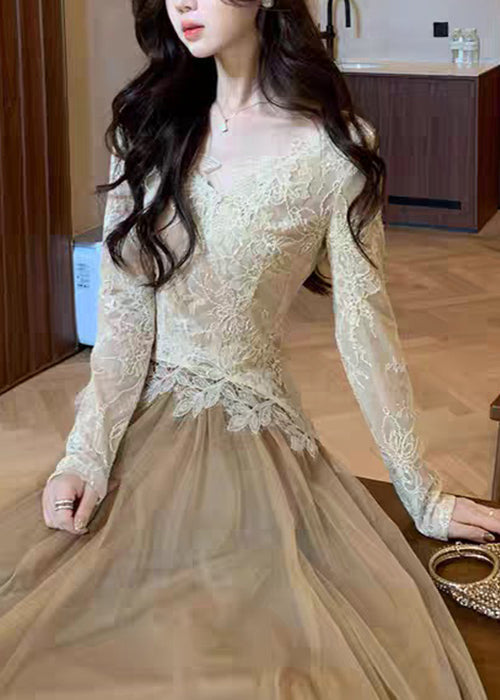 Camiseta elegante de encaje calado con cuello en V para primavera