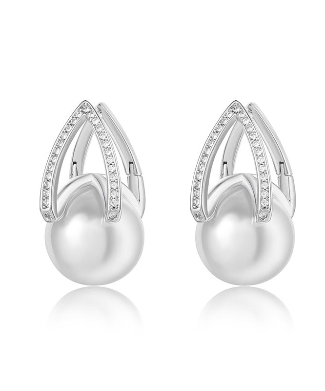 Stylish White Pearl High Quality Zircon Drop Earrings