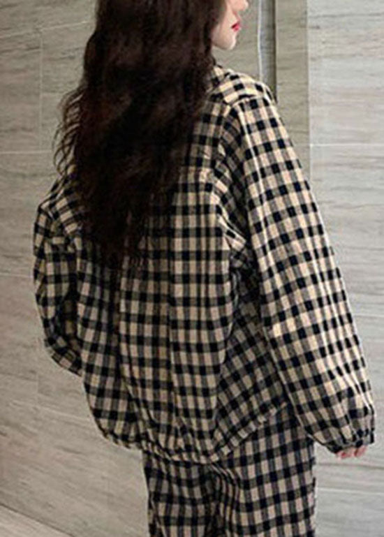 Stilvolle Weiß Plaid Warm Fleece tops harem hosen Zwei Stücke Set Frühling