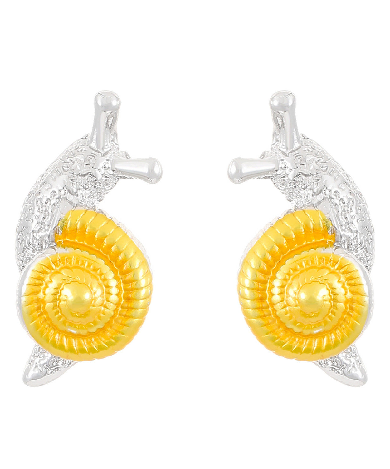 Stylish Yellow Sterling Silver Snail Stud Earrings