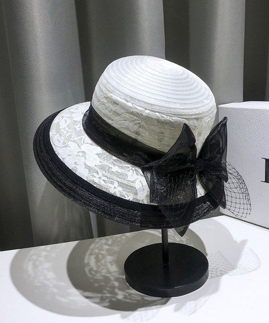 Summer Fashion Black Lace Bow Tulle Bucket Hat