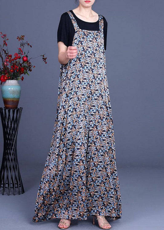 Summer Jumpsuit floral + Milk T-Shirt Two Piece Set - SooLinen