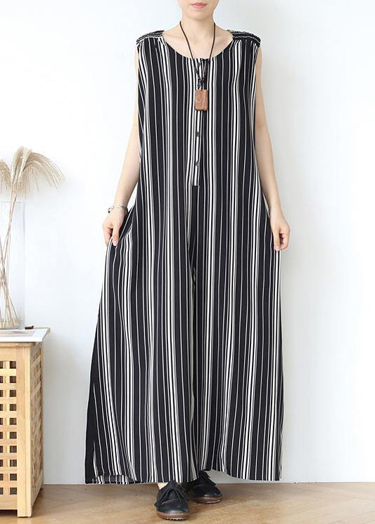 Summer new loose large size travel beach chiffon striped jumpsuit jumpsuit - SooLinen