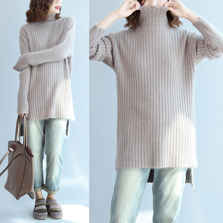 Dicker, warmer Wollpullover mit hohem Kragen, lockere Passform, lässiger Langarm-Strickpullover