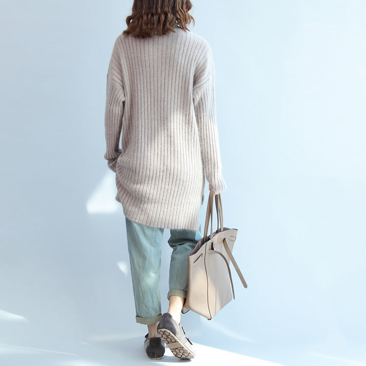 Dicker, warmer Wollpullover mit hohem Kragen, lockere Passform, lässiger Langarm-Strickpullover