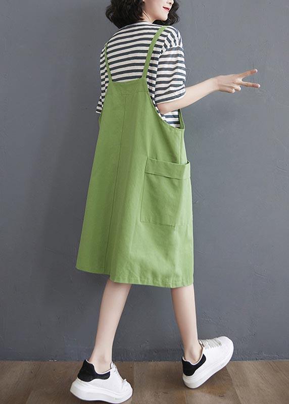 Two piece 2021 summer new strap skirt + striped T-shirt - SooLinen