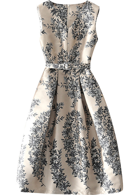 Unique – Ärmelloses Kleid mit Reißverschluss und Print in Apricot