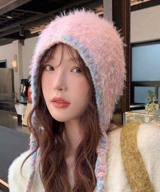 Gorro Bonnie de punto beige único hecho a mano para invierno