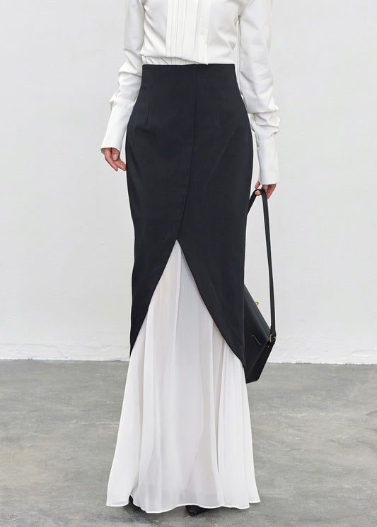 Unique Black High Waist Tulle Patchwork Skirts Summer