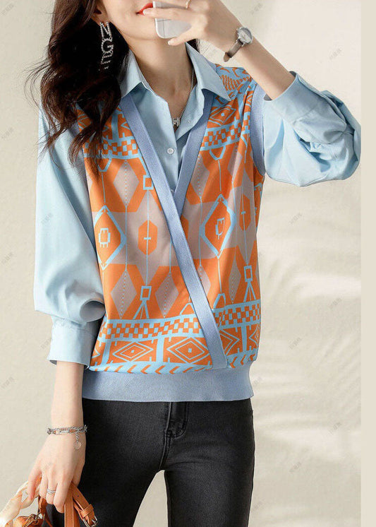 Einzigartige blaue Trägertops mit Peter-Pan-Kragen-Print