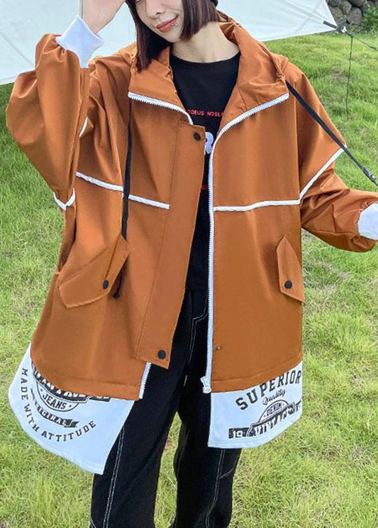 Unique Caramel Pockets Button Zippered Fall Patchwork Long sleeve Coat - SooLinen