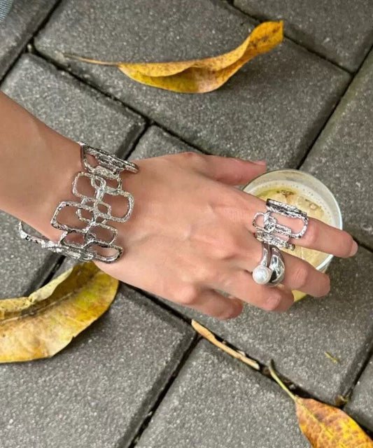 Unique Gold Copper Alloy Hollow Out Cuff