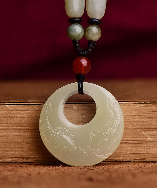 Einzigartige Jade Hand stricken Jade Little Fish Anhänger Halskette