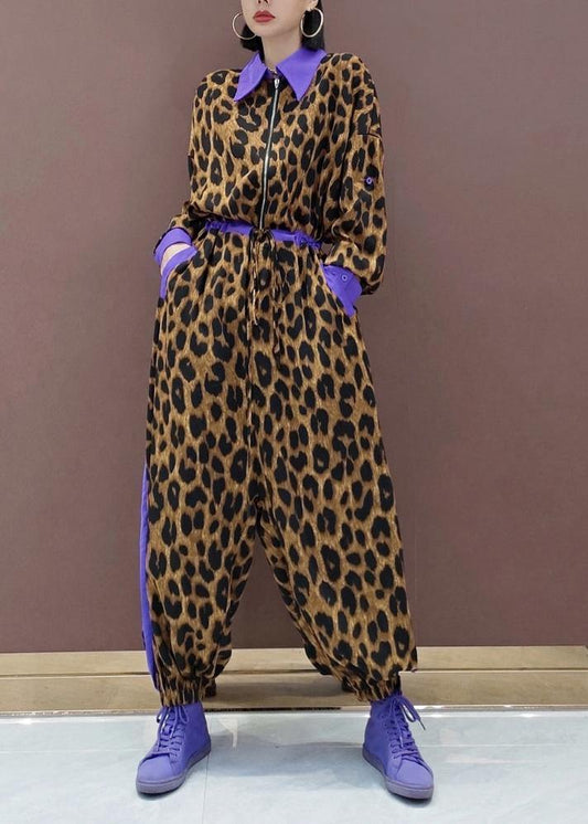 Unique Leopard Fall Fashion Spring Jumpsuit Pants - SooLinen