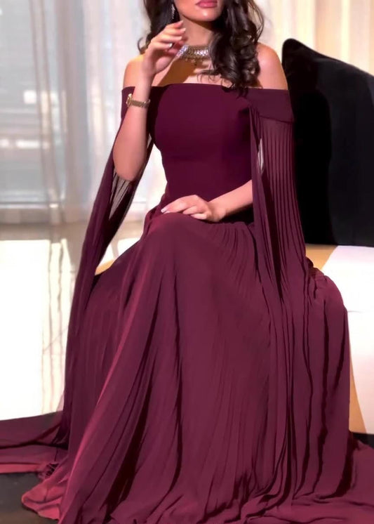 Unique Mulberry Cold Shoulder Patchwork Tulle Party Dress