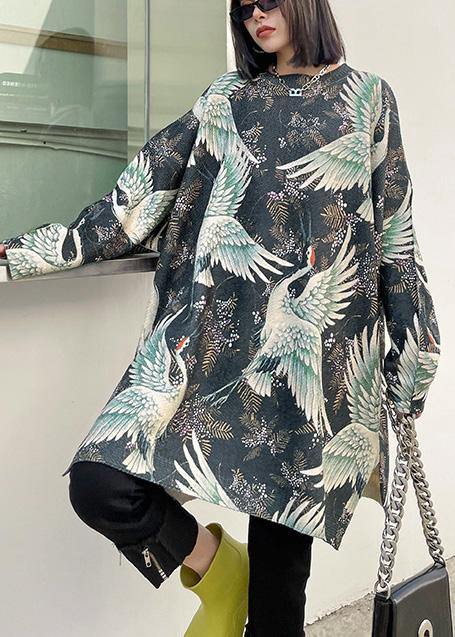 Unique O Neck Spring Blouses For Women Tutorials Crane Design Tops - SooLinen