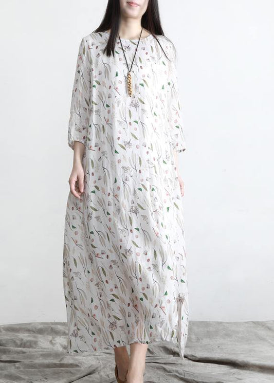 Unique Print asymmetrical design Linen Summer Robe Dresses - SooLinen