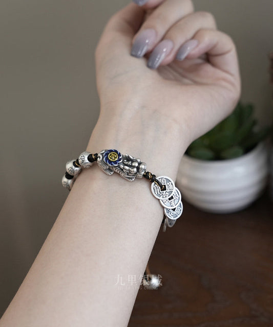 Pulsera única de cadena con monedas de cobre Xiupi en plata de ley roja