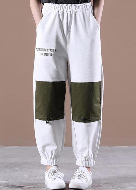 Unique White Harem Pockets Pants Trousers Summer Cotton - SooLinen