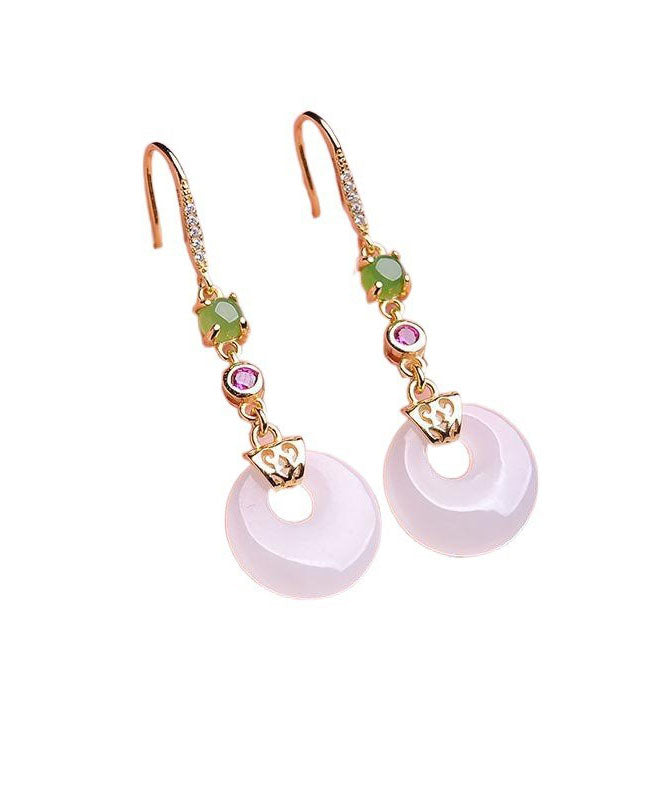 Einzigartige Tropfenohrringe aus weißem Sterlingsilber mit eingelegter Jade