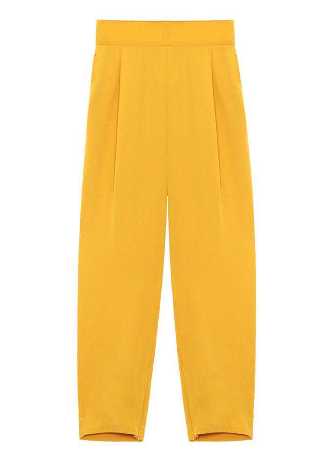 Unique Yellow High Waist Pockets Harem Pants - SooLinen