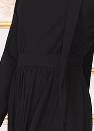Unique black cotton clothes Women Plus Size v neck Dresses - SooLinen