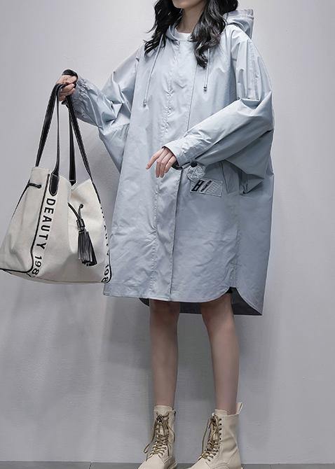 Unique navy tunic pattern Shirts hooded zippered coats - SooLinen