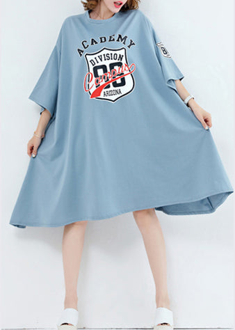 Einzigartige o neck asymmetrische Baumwolle kleider 2019 Arbeit licht blau Midi Kleider Sommer