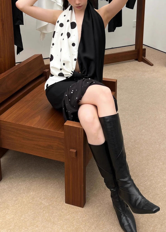 Vacation Bow V Neck Backless Pleated Top And Skirt Set Summer