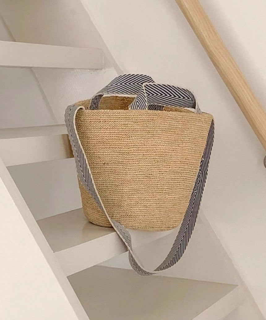 Bolso de hombro grande Vapacity tejido versátil en color caqui estilo vacaciones