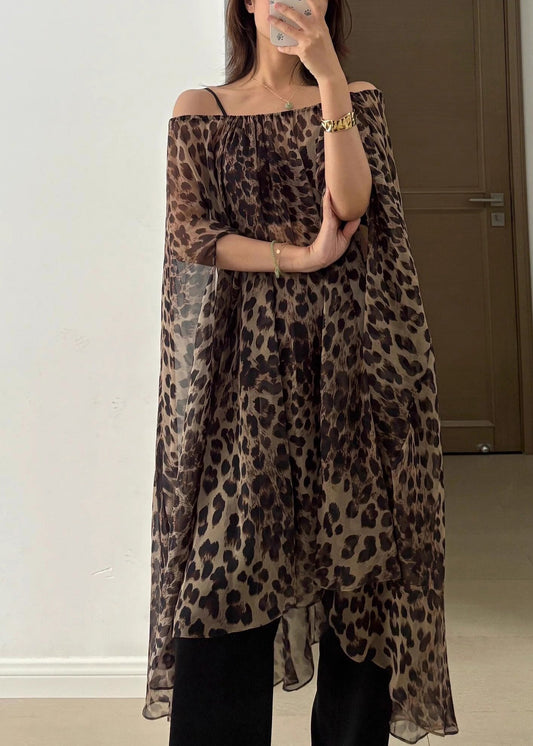 Vacation Style Leopard Print Dress And Skirt Two Wearing Method