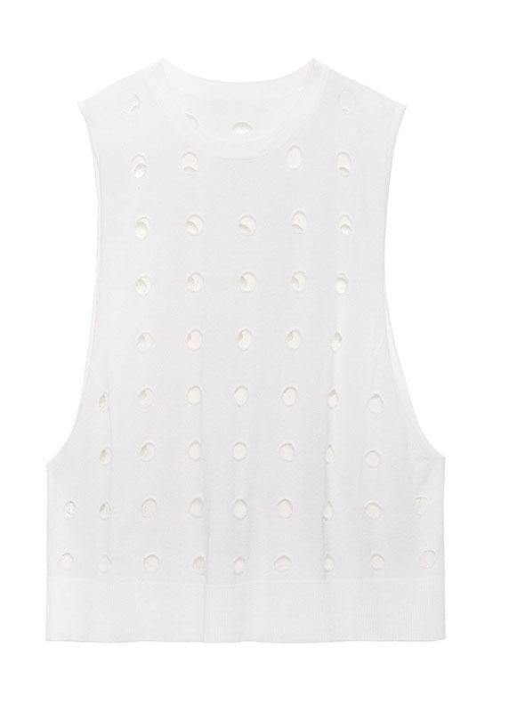 Vintage Black O Neck Hole Beach Cotton Vest - SooLinen