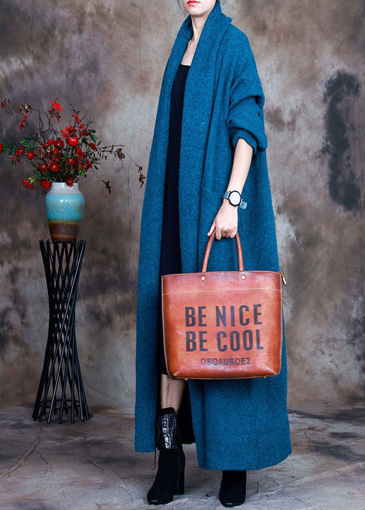 Vintage Blaue Strickjacke mit V-Ausschnitt und Taschen