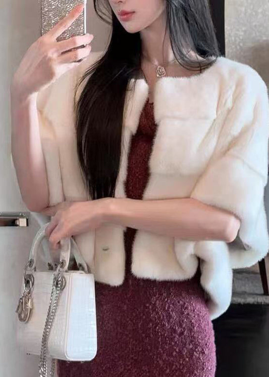 Vintage Brown Oversized Thick Faux Mink Hair Short Coats Winter