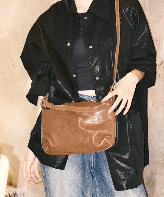 Vintage Brown Solid Durable Leather CrossBody Messenger Bag