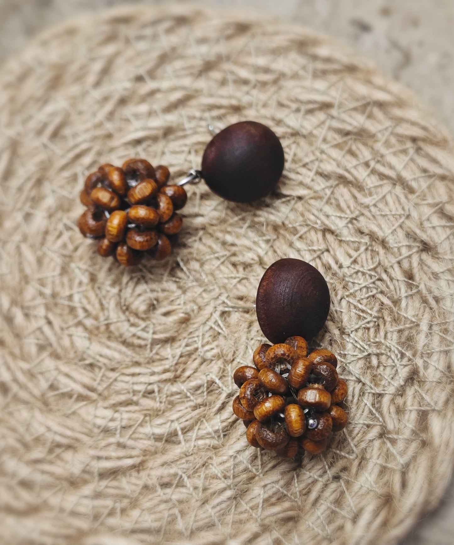 Vintage Brown Sterling Silver Pinecone Drop Earrings