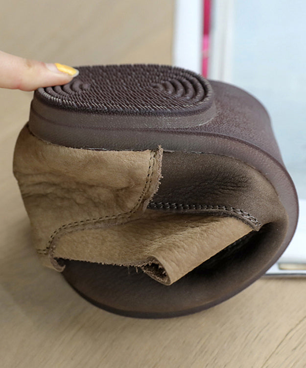 Vintage Cross Strap Flat Feet Schuhe Apricot Rindsleder