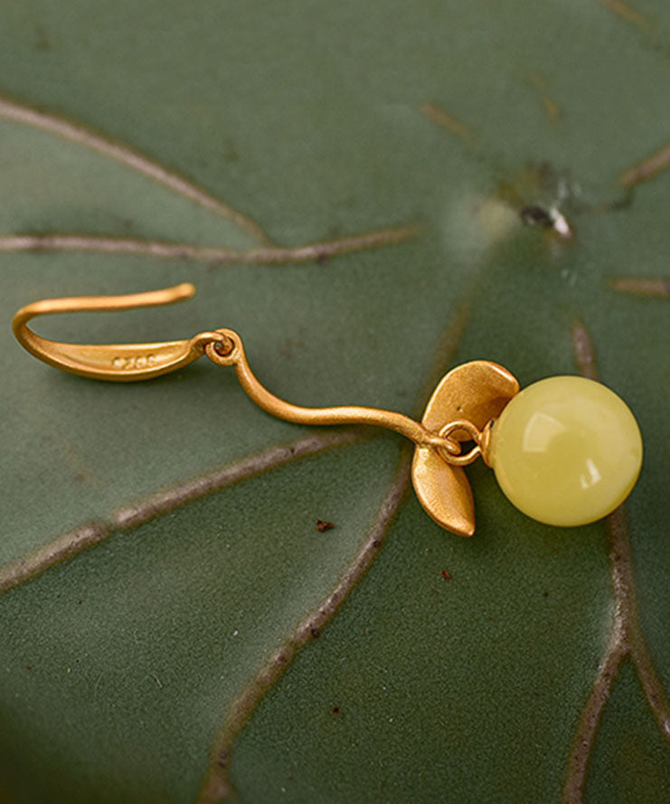 Pendientes colgantes vintage de plata de ley dorada con cera de abejas