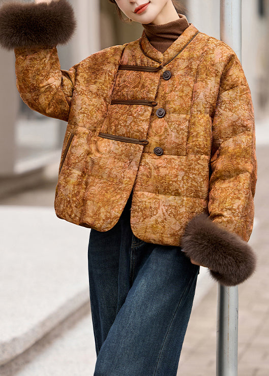 Abrigo de invierno vintage verde oversize con parches de piel de zorro y pato