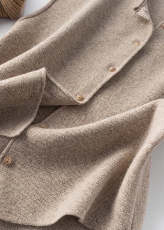 Vintage Khaki Button Woll Strandweste ärmellos