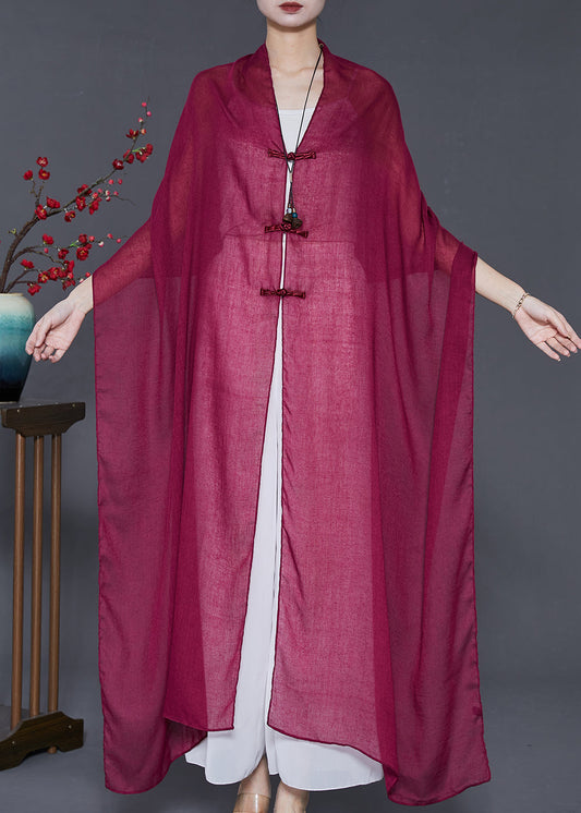 Vintage Maulbeere Chinesischer Knopf Chiffon Schal