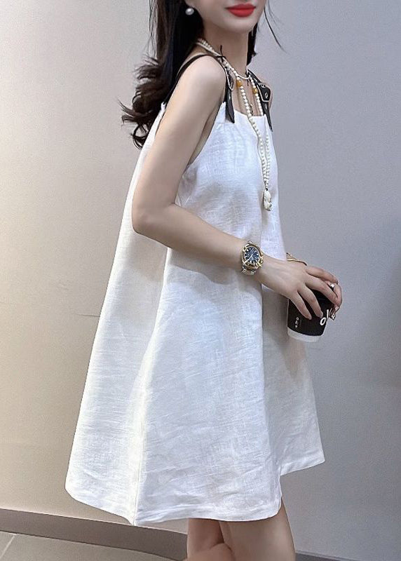 Vintage Navy Oversized Cotton Mini Dresses Summer